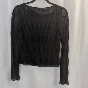 Size Small Black Long Sleeved Sheer Top